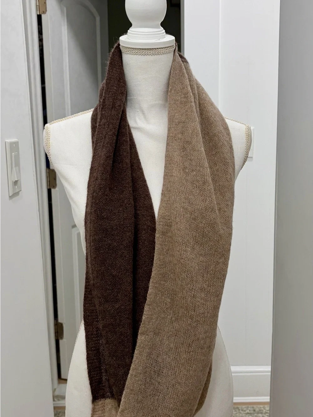 Max Studio Cashmere 2-Tone Brown Infinity Scarf - Women Accessories